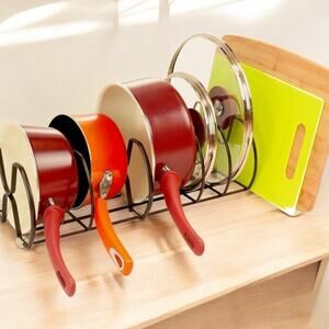 NEW Deco Brothers Pan Lid Tiered Shelf Organizer Countertop Cabinet Bronze NIP